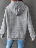 Damska bluza z kapturem, dzianina wafelkowa, z długim rękawem, casualowa sweatshirt