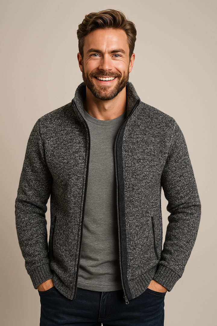 Men's Fleece Knit Cardigan Jacket