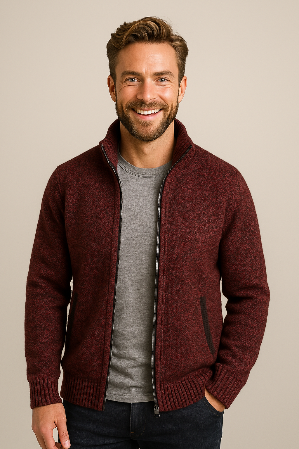 Men's Fleece Knit Cardigan Jacket