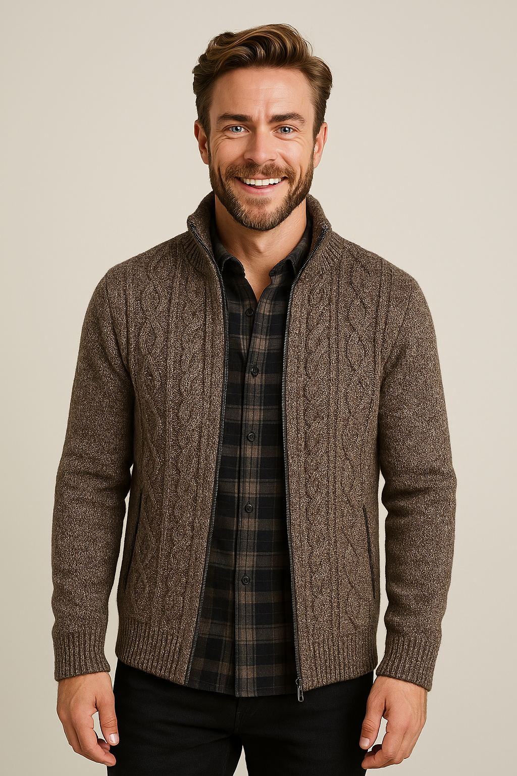 Men's Fleece Knit Cardigan Jacket