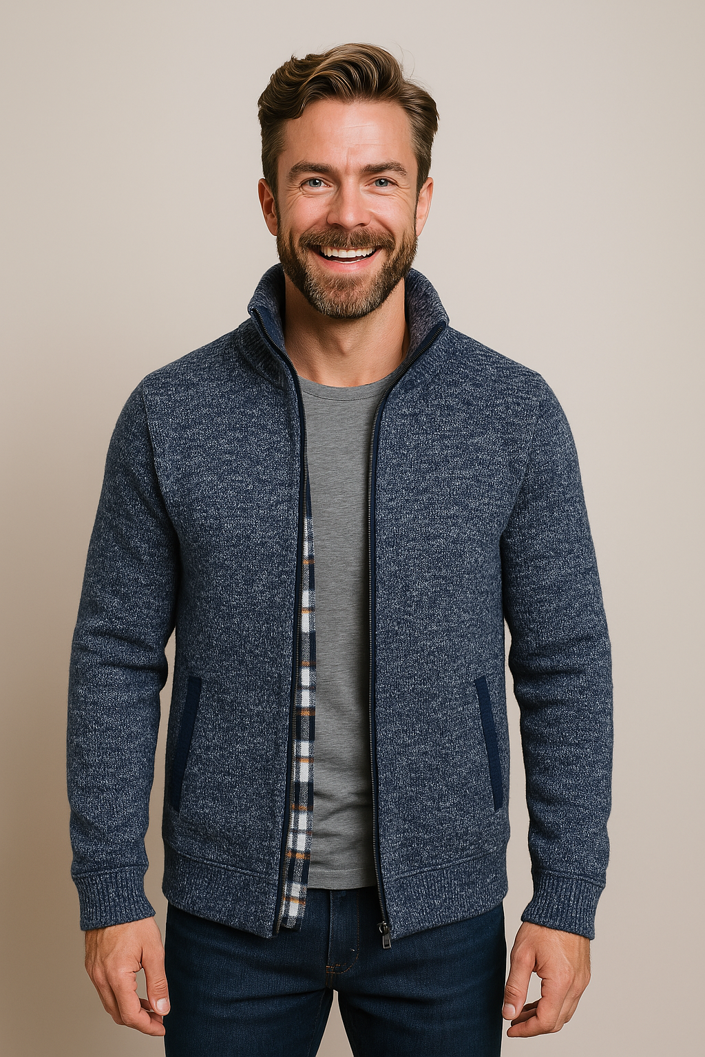 Men's Fleece Knit Cardigan Jacket