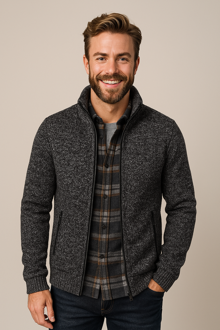 Men's Fleece Knit Cardigan Jacket