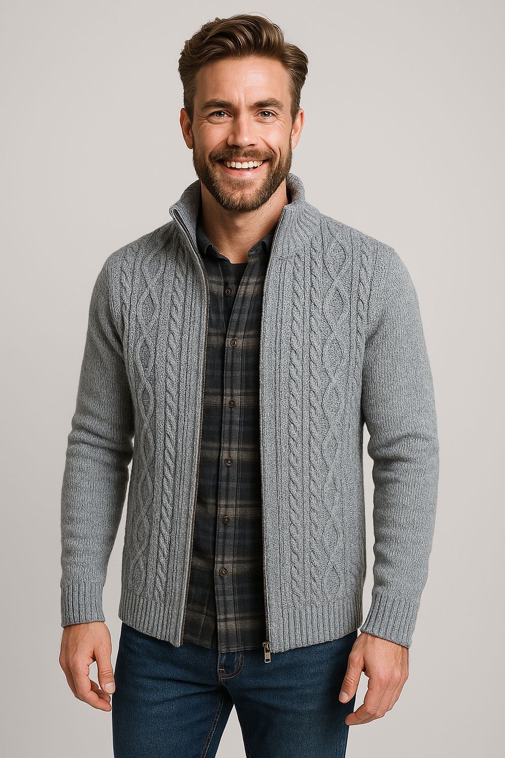 Men's Fleece Knit Cardigan Jacket
