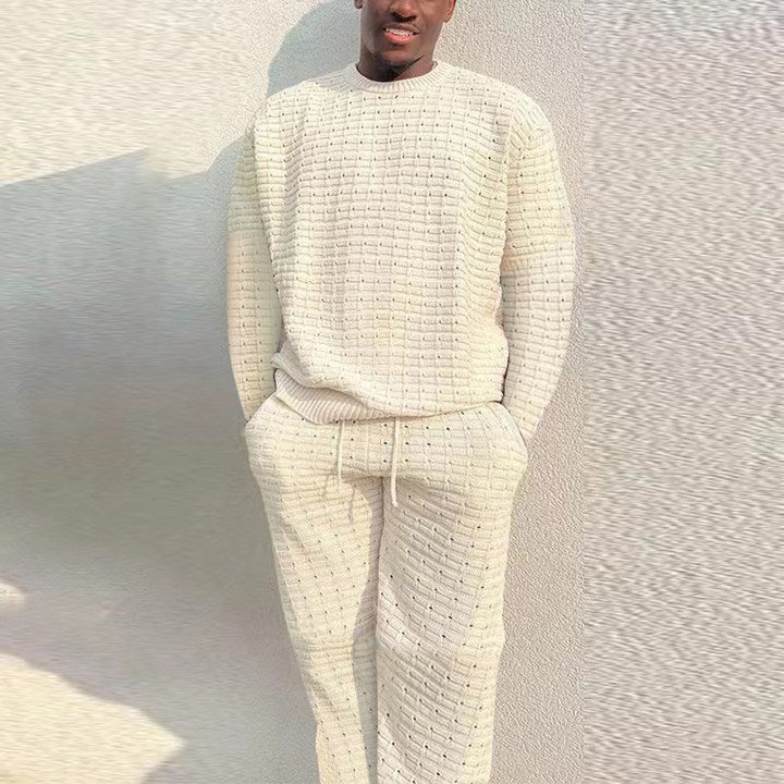 Men's Knit Tracksuit Fleece Jumper and Joggers Set