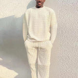 Men's Knit Tracksuit Fleece Jumper and Joggers Set