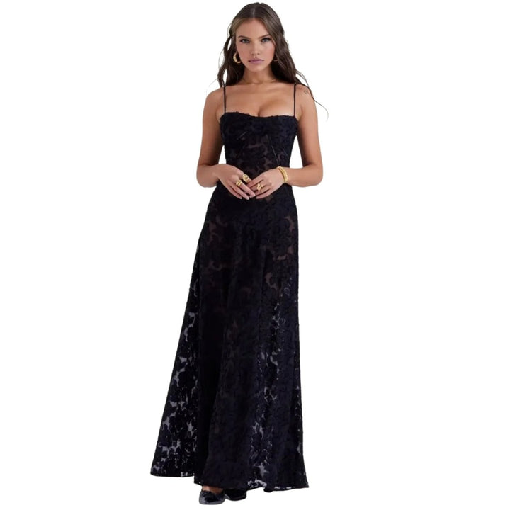 Women's Strappy Knit Evening Maxi Bridal Dress