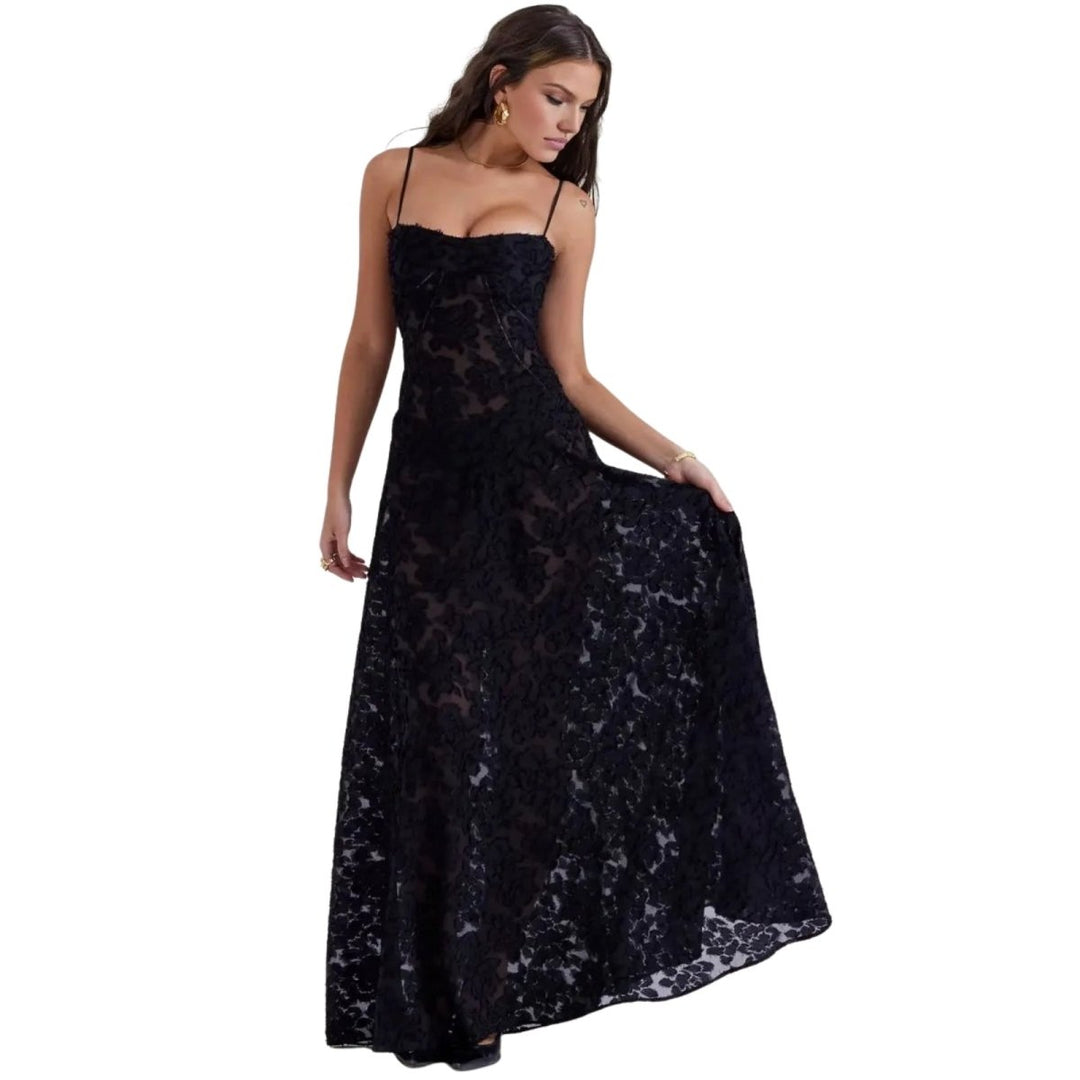 Women's Strappy Knit Evening Maxi Bridal Dress