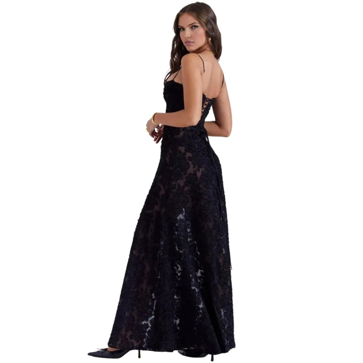 Women's Strappy Knit Evening Maxi Bridal Dress