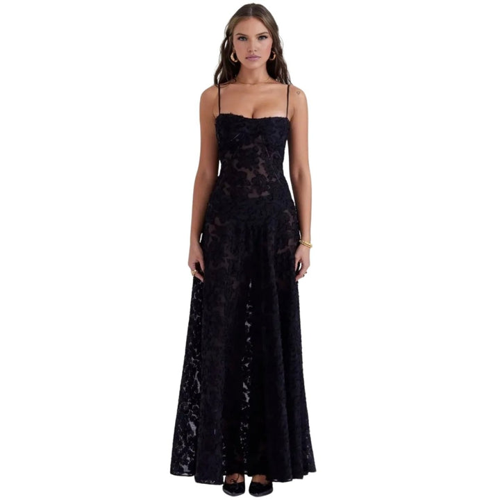 Women's Strappy Knit Evening Maxi Bridal Dress