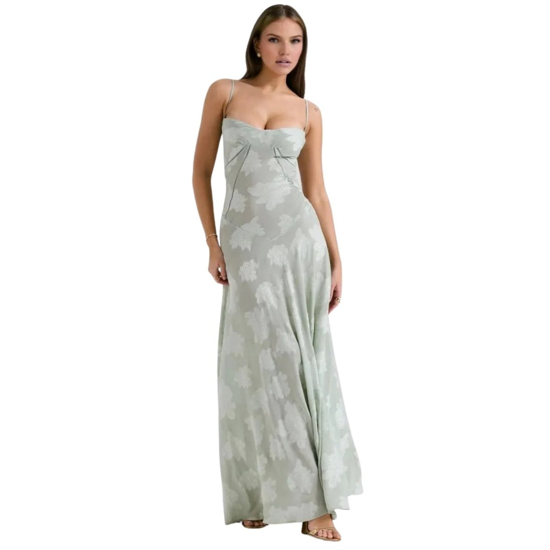 Women's Strappy Knit Evening Maxi Bridal Dress