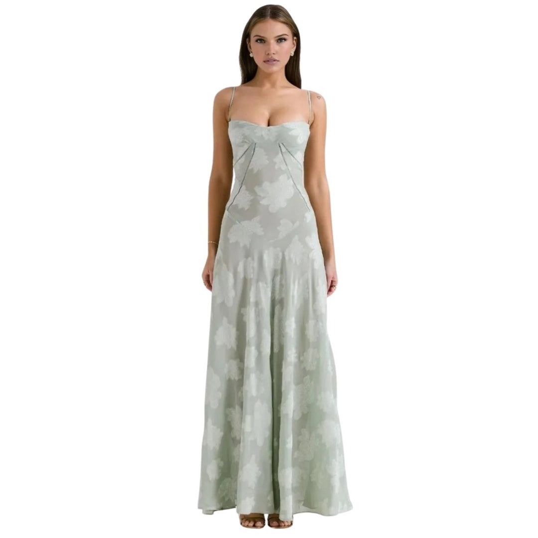 Women's Strappy Knit Evening Maxi Bridal Dress