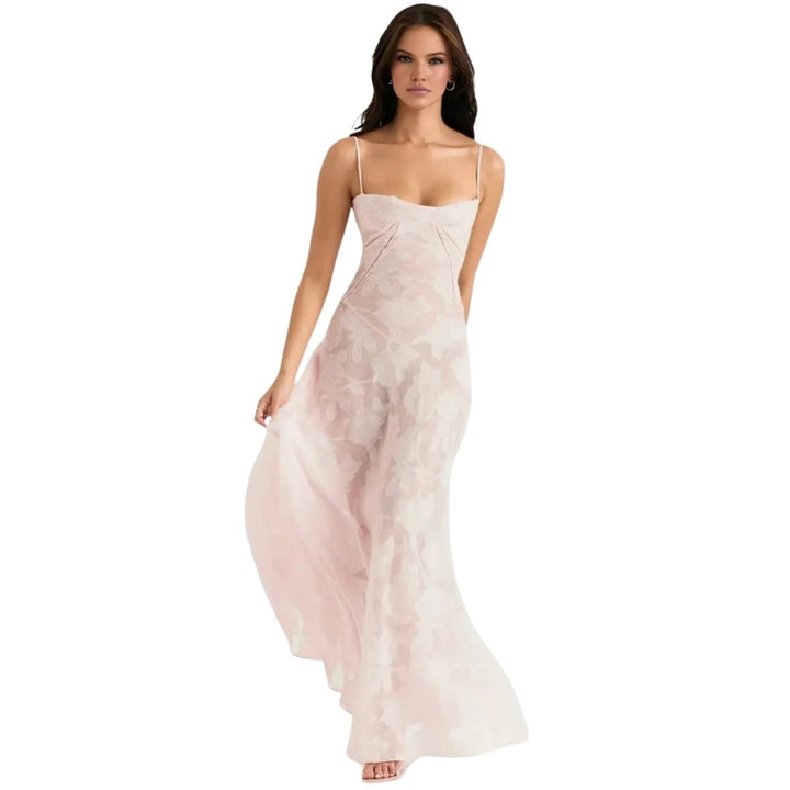 Women's Strappy Knit Evening Maxi Bridal Dress