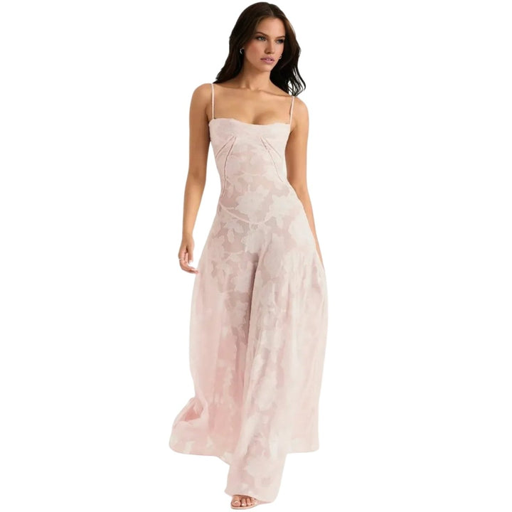 Women's Strappy Knit Evening Maxi Bridal Dress
