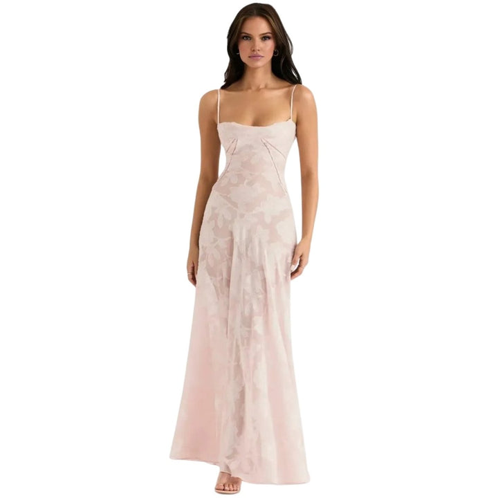 Women's Strappy Knit Evening Maxi Bridal Dress