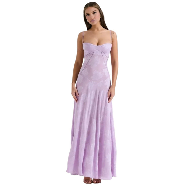 Women's Strappy Knit Evening Maxi Bridal Dress