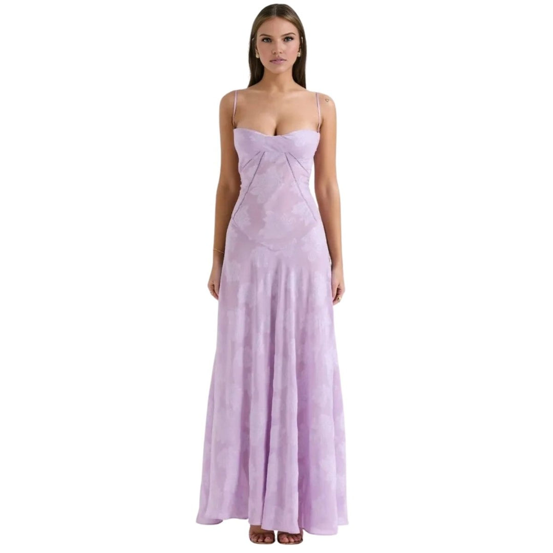 Women's Strappy Knit Evening Maxi Bridal Dress