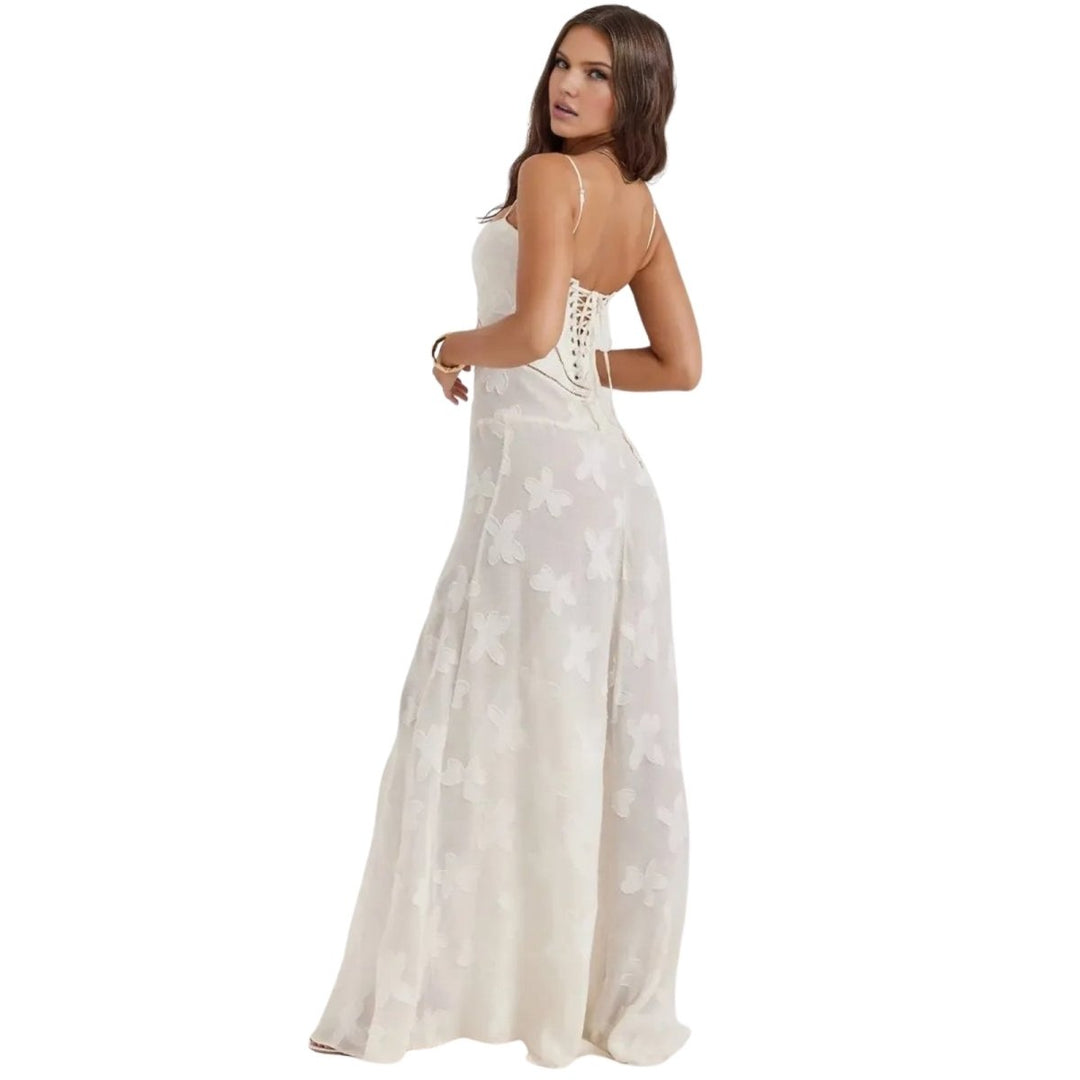 Women's Strappy Knit Evening Maxi Bridal Dress