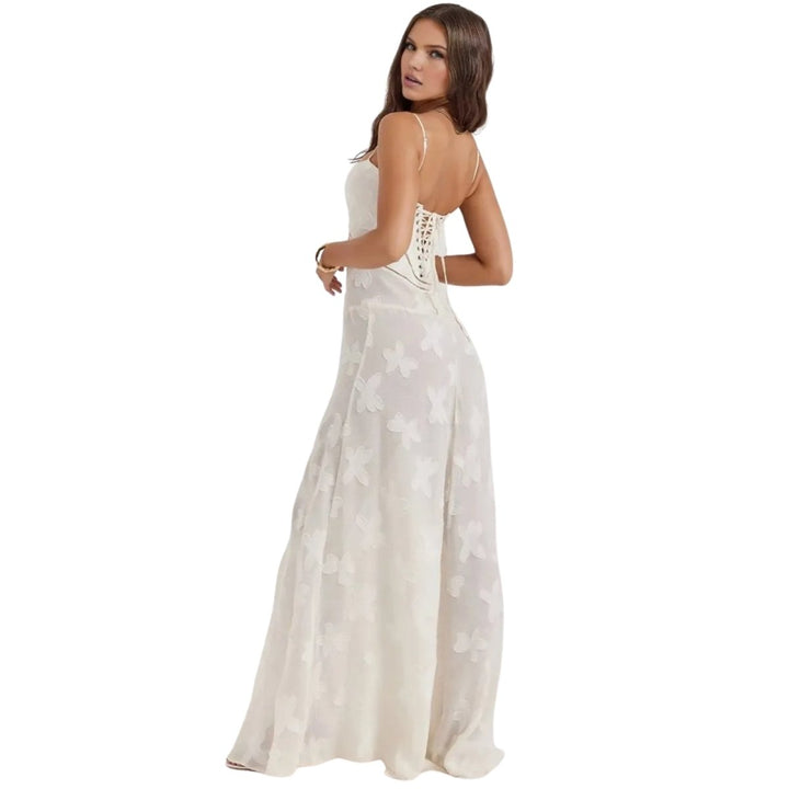 Women's Strappy Knit Evening Maxi Bridal Dress