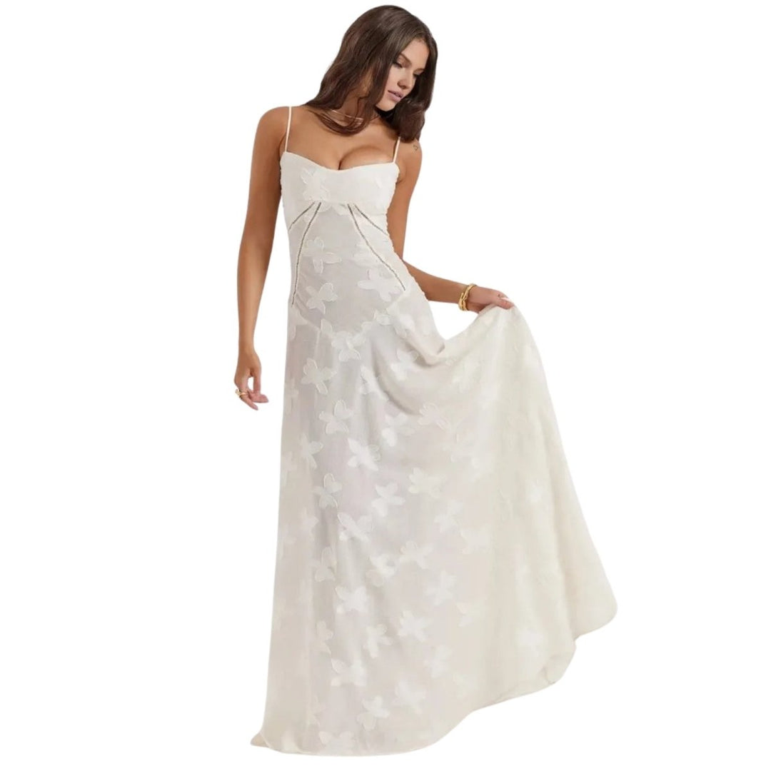 Women's Strappy Knit Evening Maxi Bridal Dress