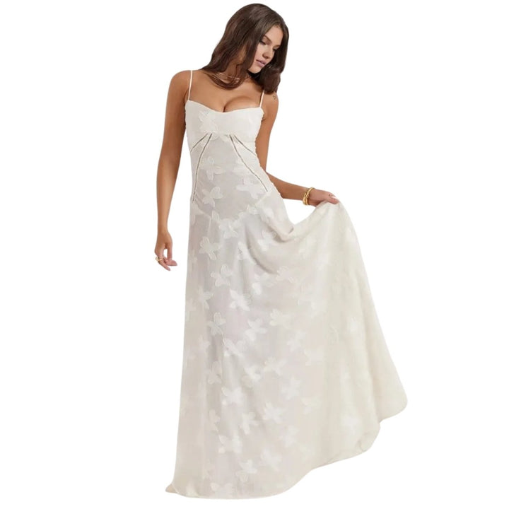 Women's Strappy Knit Evening Maxi Bridal Dress