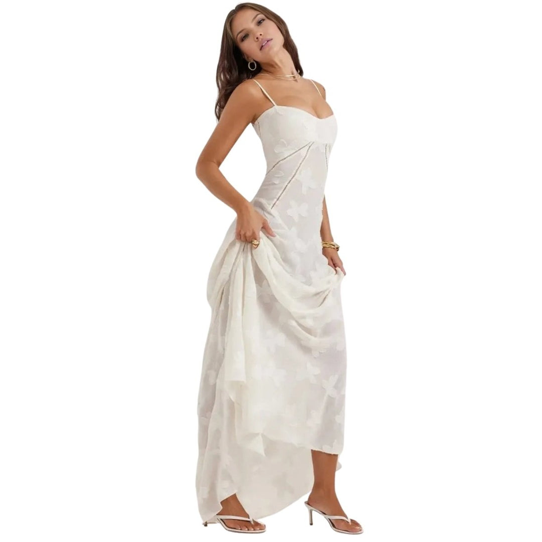 Women's Strappy Knit Evening Maxi Bridal Dress