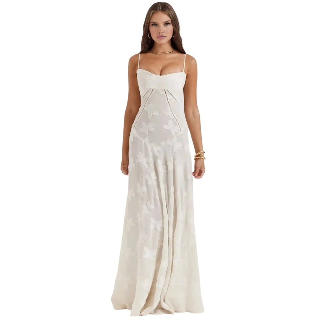 Women's Strappy Knit Evening Maxi Bridal Dress