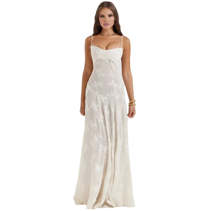 Women's Strappy Knit Evening Maxi Bridal Dress