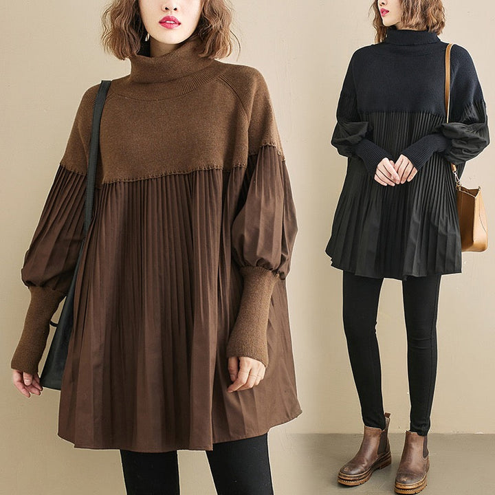 Women's Oversized Turtleneck Knit Tunic Sweater