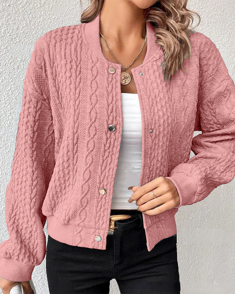 Women's Knit Bomber Jacket Merino Wool Button Up Cardigan Sweater
