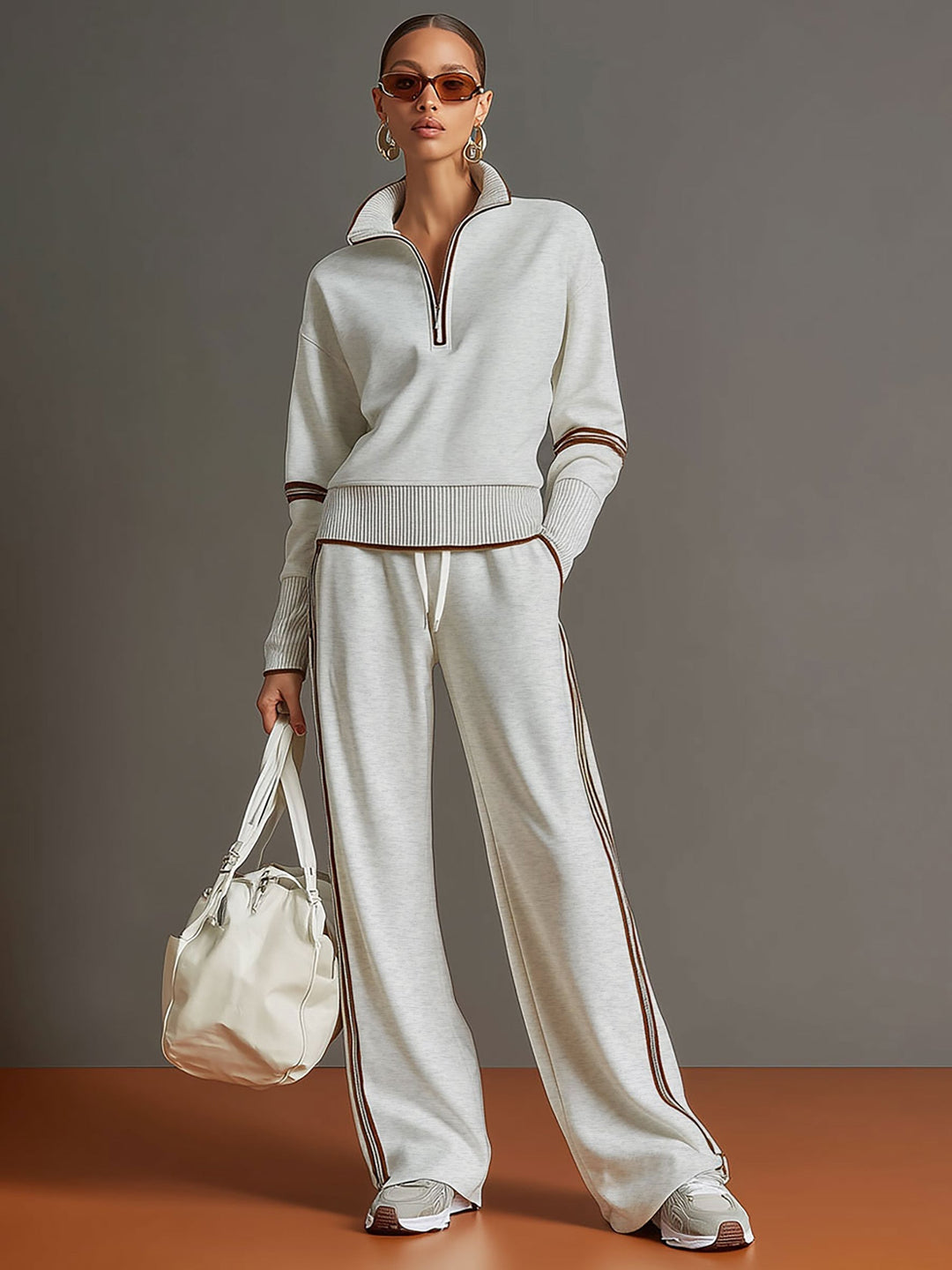 Women's Knit Two-Piece Wide Leg Lounge Set