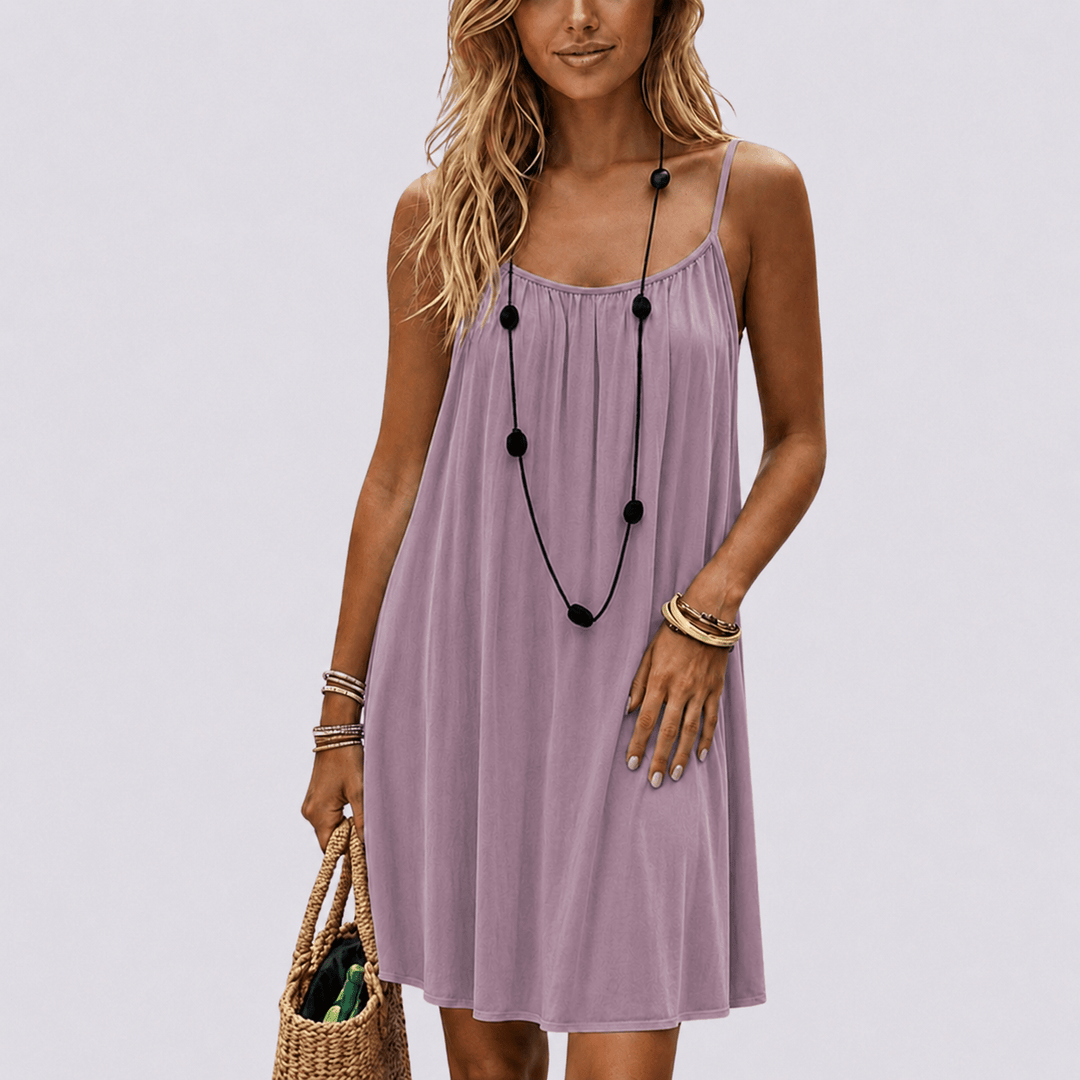 Women’s Linen Open-Back Strappy Slip Maxi Dress