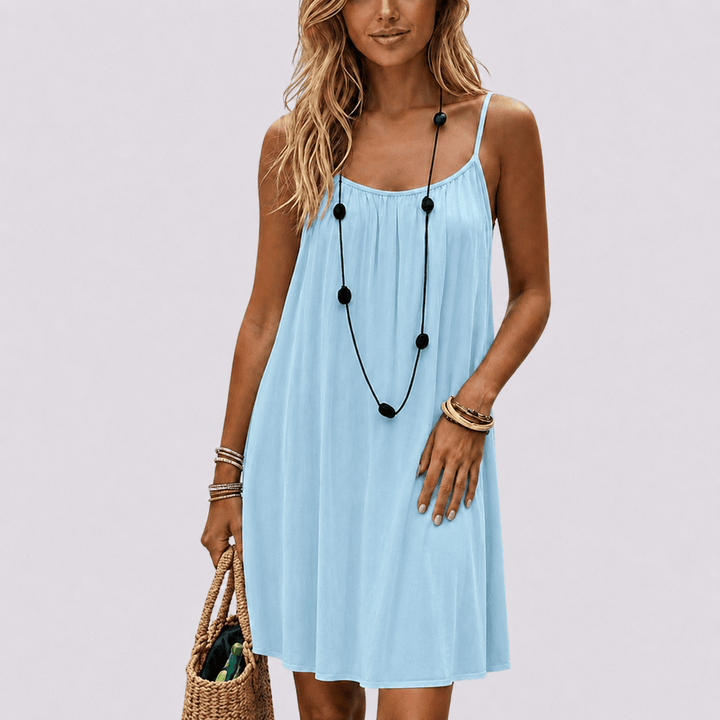 Women’s Linen Open-Back Strappy Slip Maxi Dress