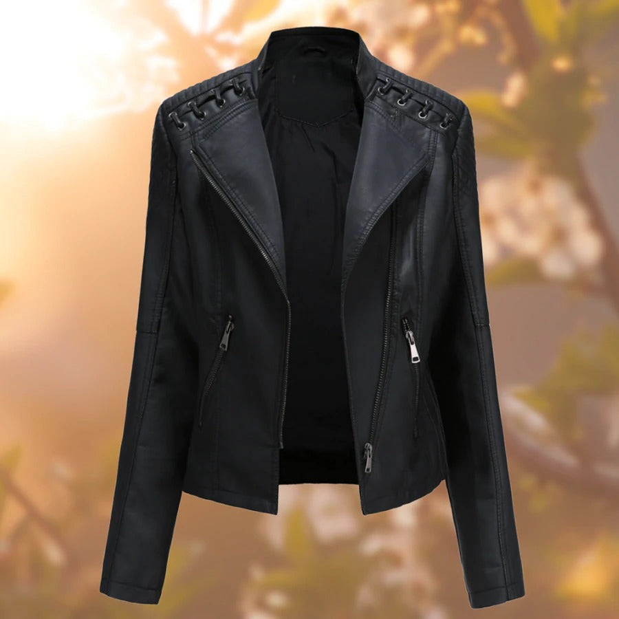 Women’s Slim-Fit Leather Biker Jacket
