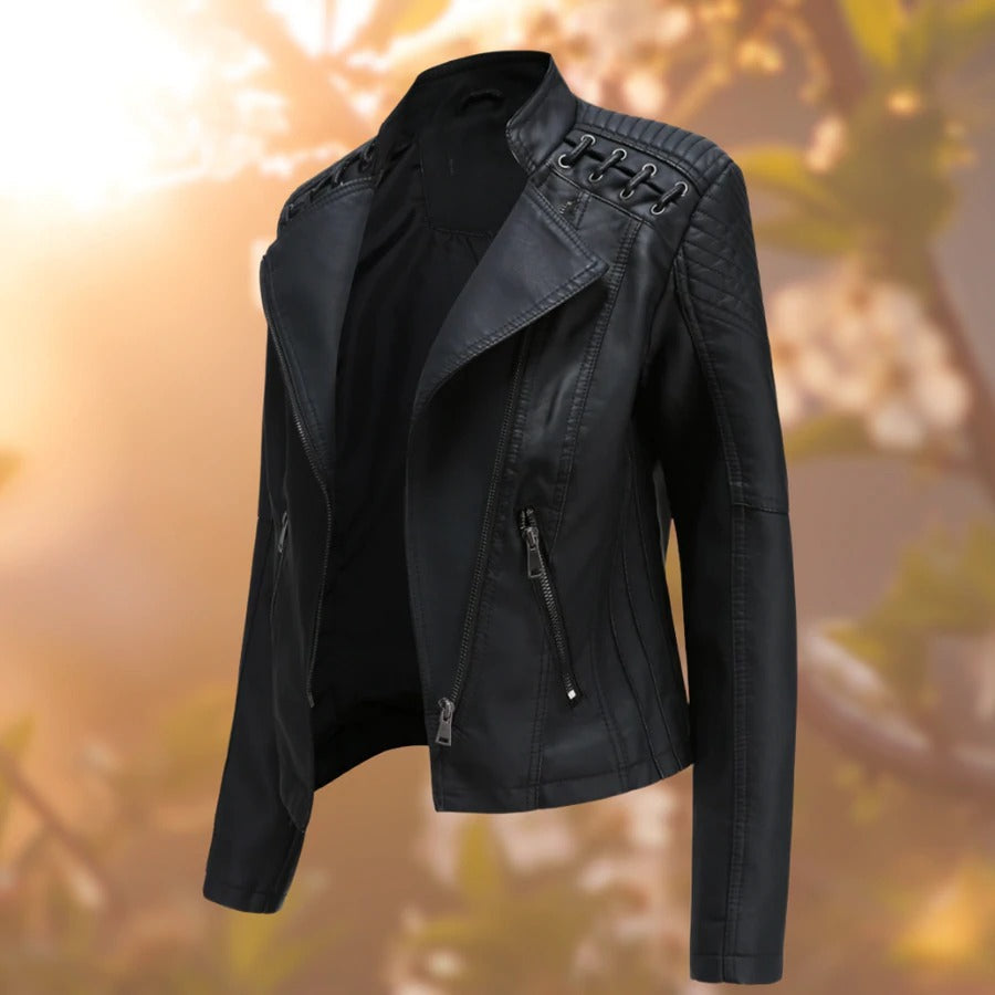 Women’s Slim-Fit Leather Biker Jacket