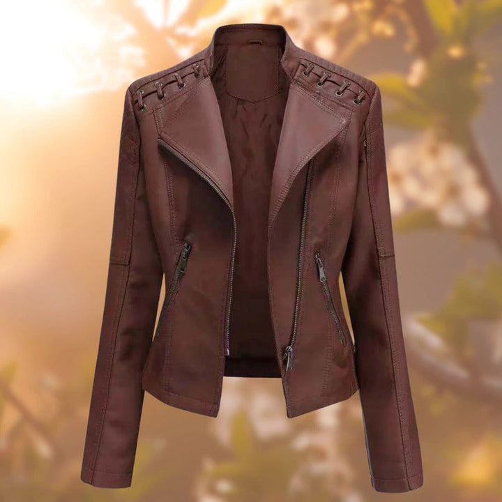 Women’s Slim-Fit Leather Biker Jacket