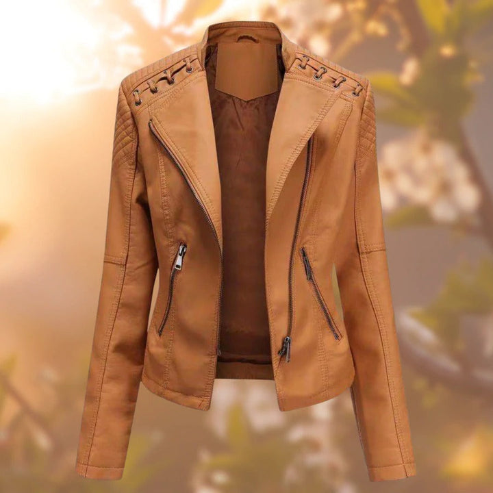 Women’s Slim-Fit Leather Biker Jacket
