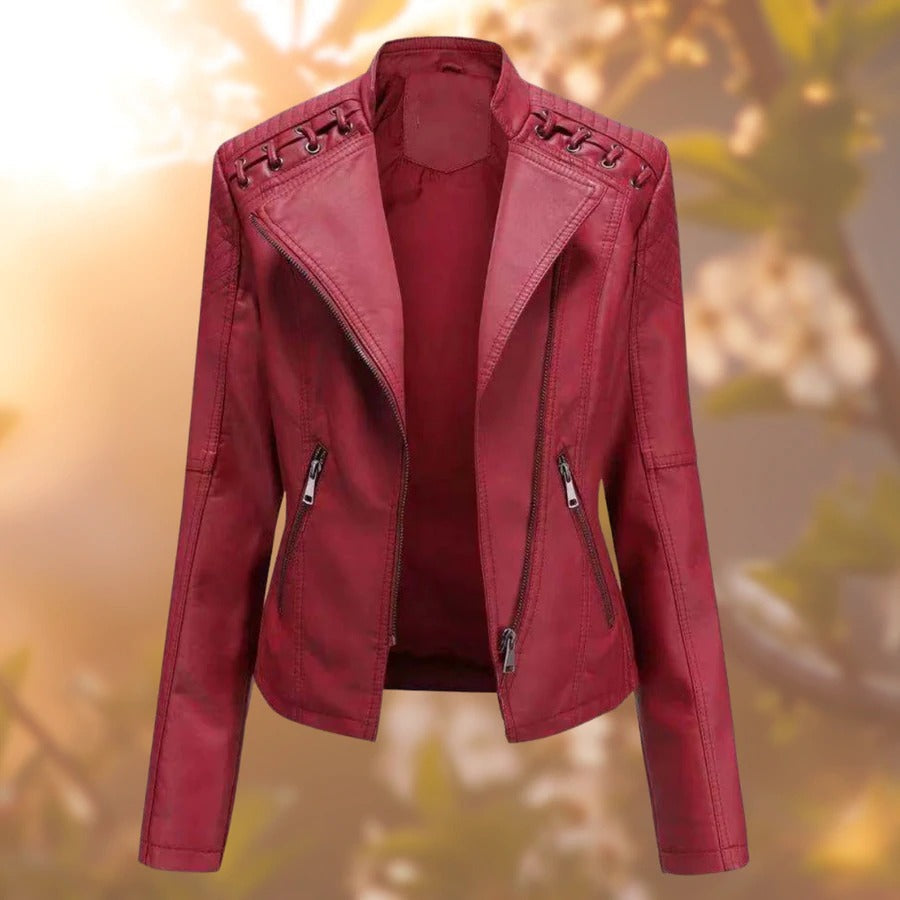 Women’s Slim-Fit Leather Biker Jacket