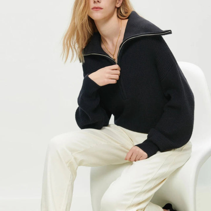 Women’s Merino Wool Quarter-Zip Knit Sweater