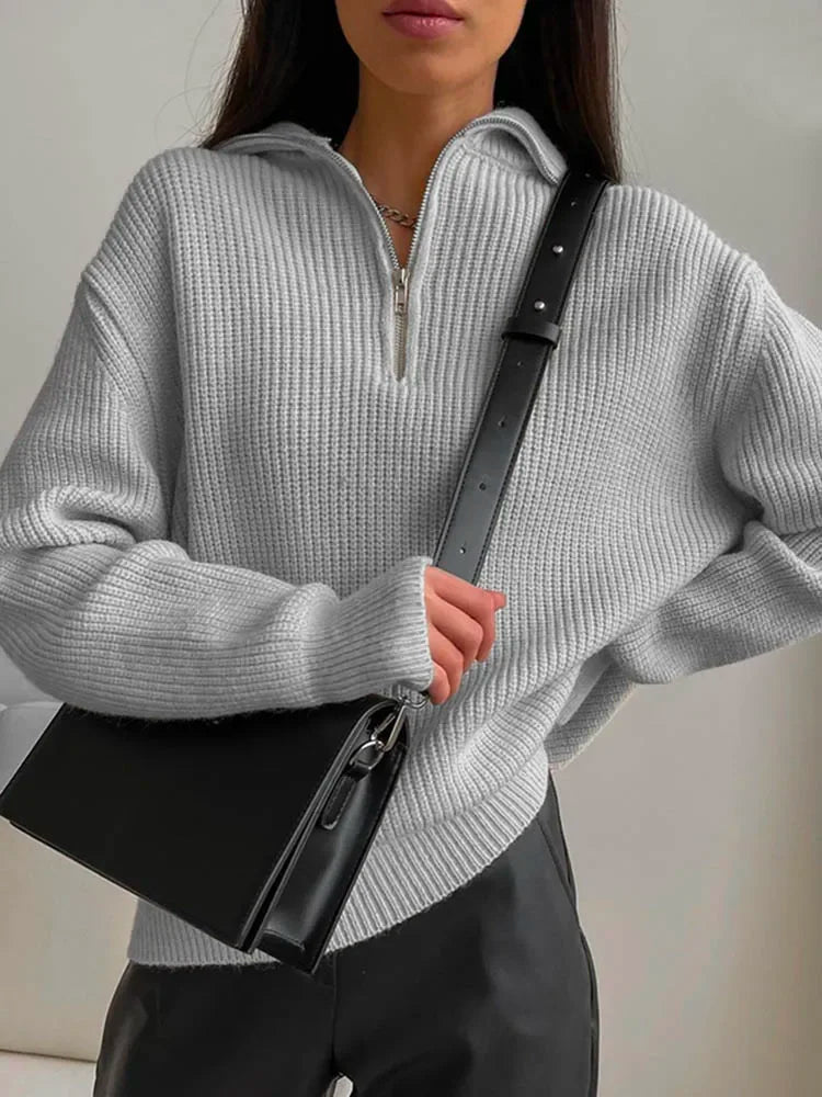Women’s Merino Wool Quarter-Zip Knit Sweater