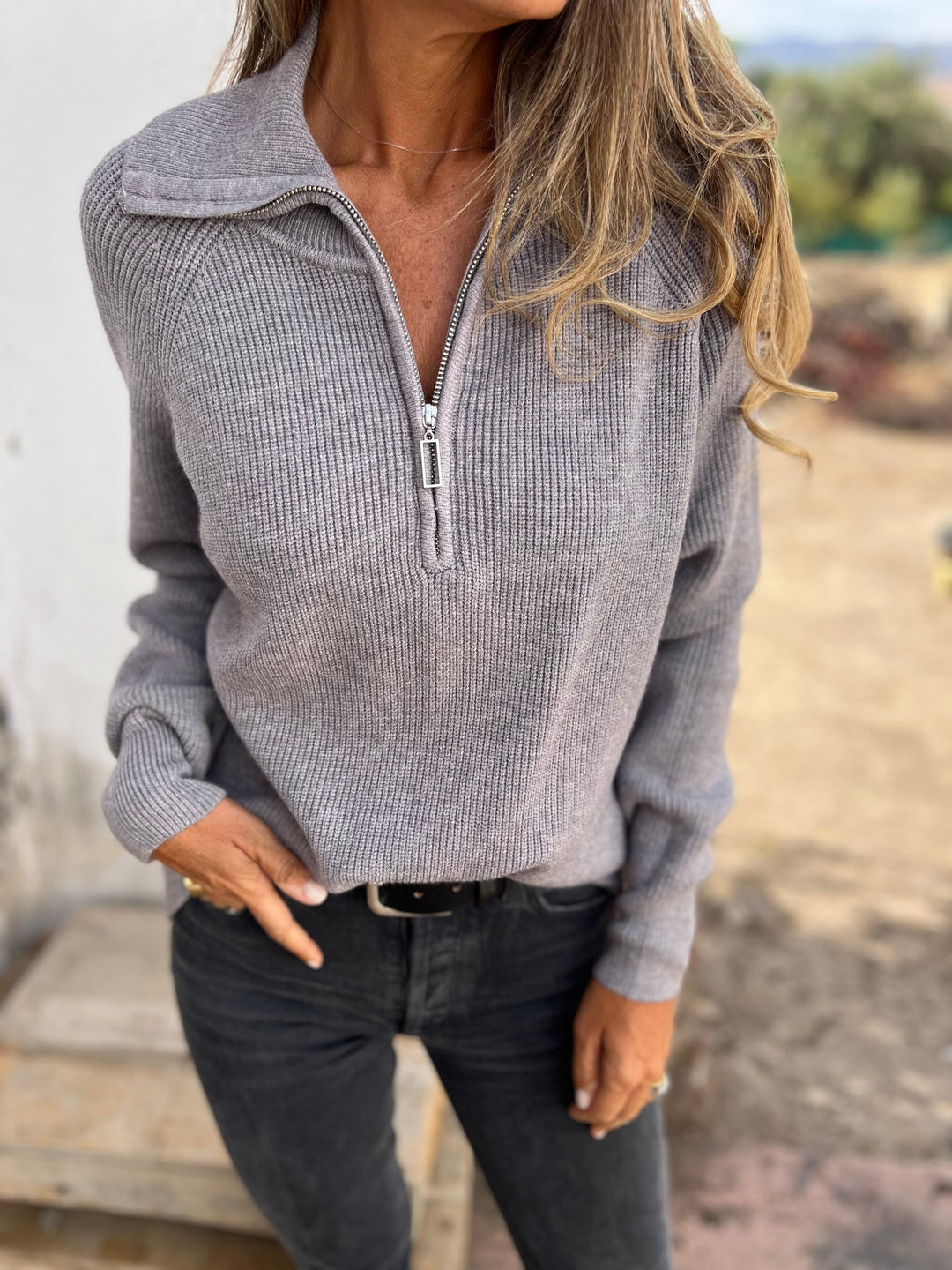 Women’s Merino Wool Quarter-Zip Knit Sweater