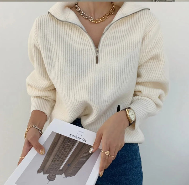 Women’s Merino Wool Quarter-Zip Knit Sweater