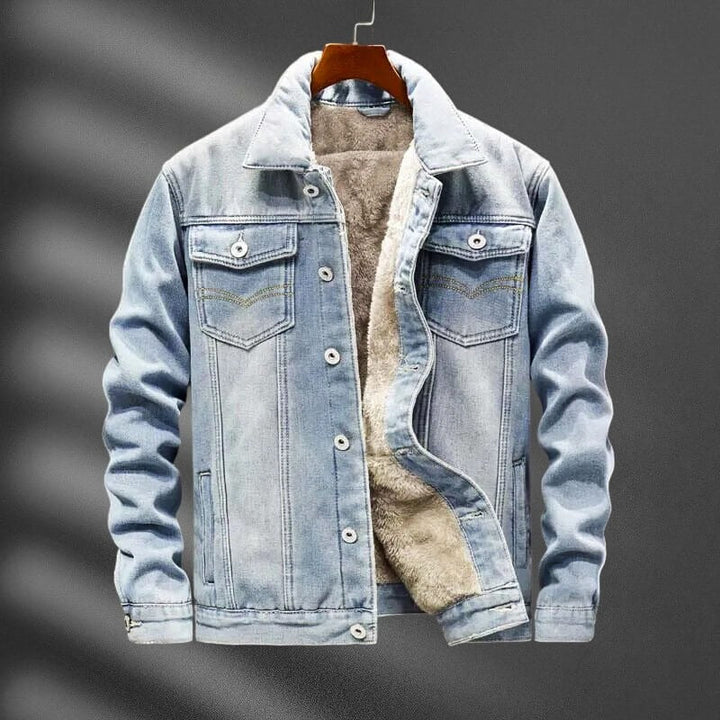 Men's Fleece Denim Trucker Jacket