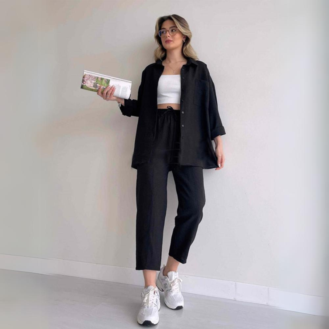 Women's Linen Co Ord Set Trouser 2 Piece Top Pants Casual Outfit