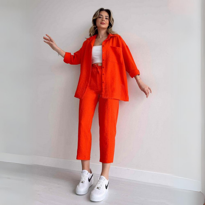 Women's Linen Co Ord Set Trouser 2 Piece Top Pants Casual Outfit