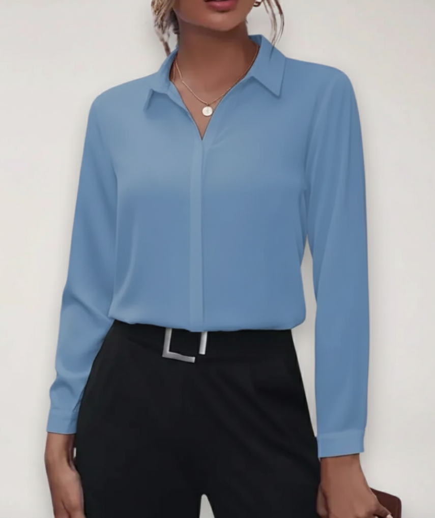 Women's Silk Button Down Shirt Long Sleeve Formal Office Work Blouse Elegant Top