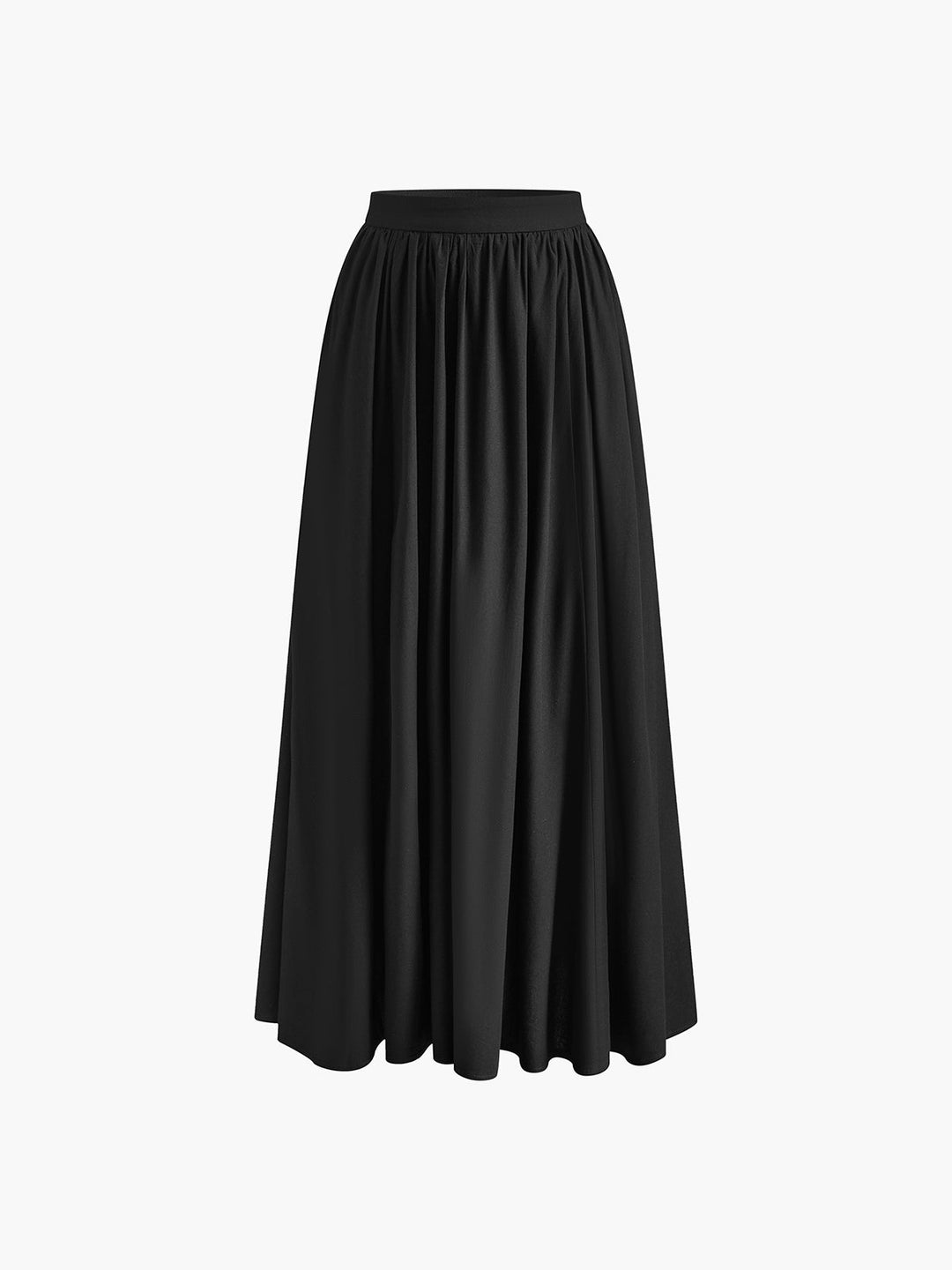 Women's High Waisted Pleated Maxi Skirt Linen A-Line Flared Long Skirt