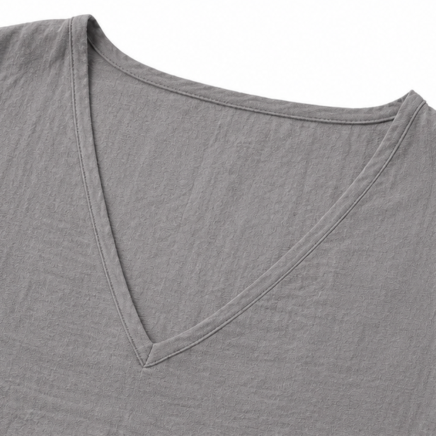 Women's Linen Oversized V-Neck T-Shirt Loose Casual Half-Sleeve Top