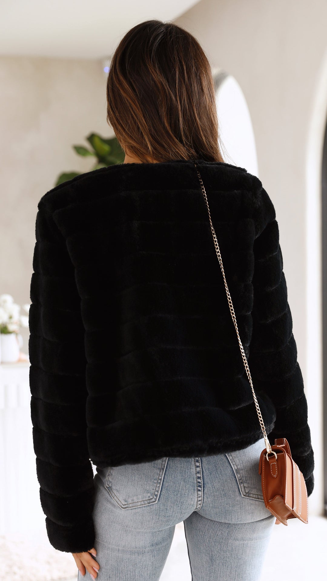 Women's Faux Fur Jacket Open Front Outerwear