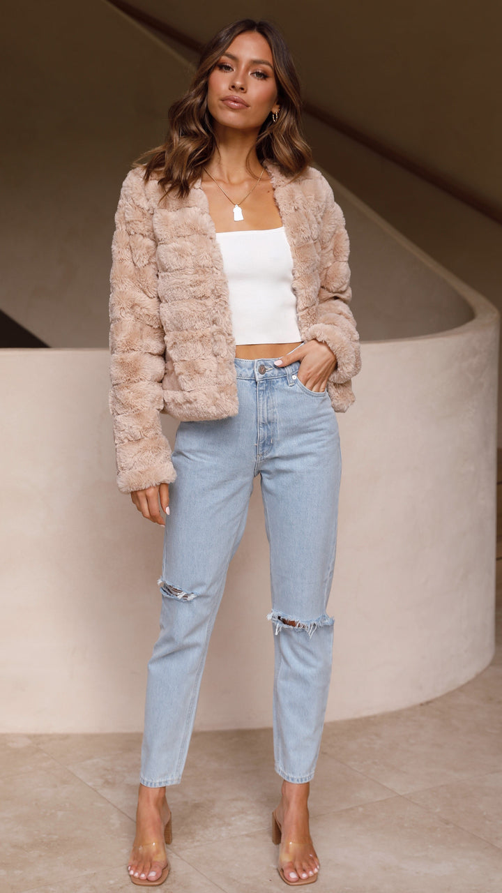 Women's Faux Fur Jacket Open Front Outerwear