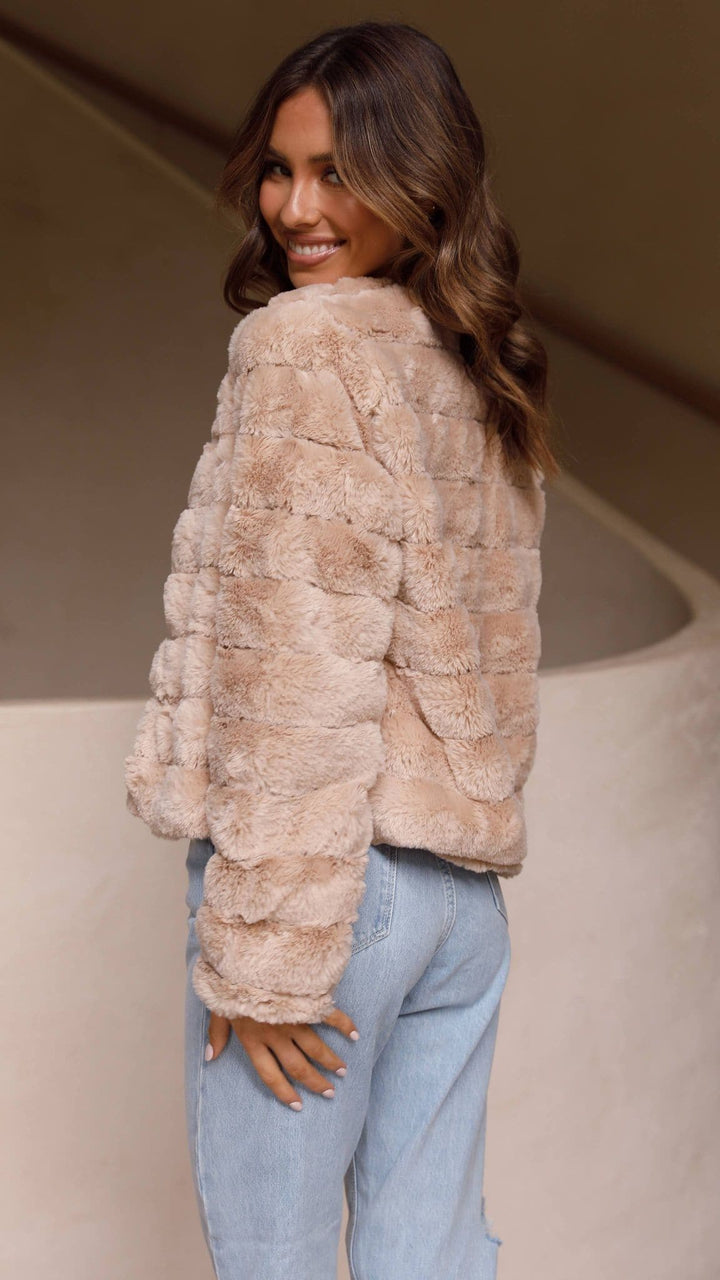 Women's Faux Fur Jacket Open Front Outerwear